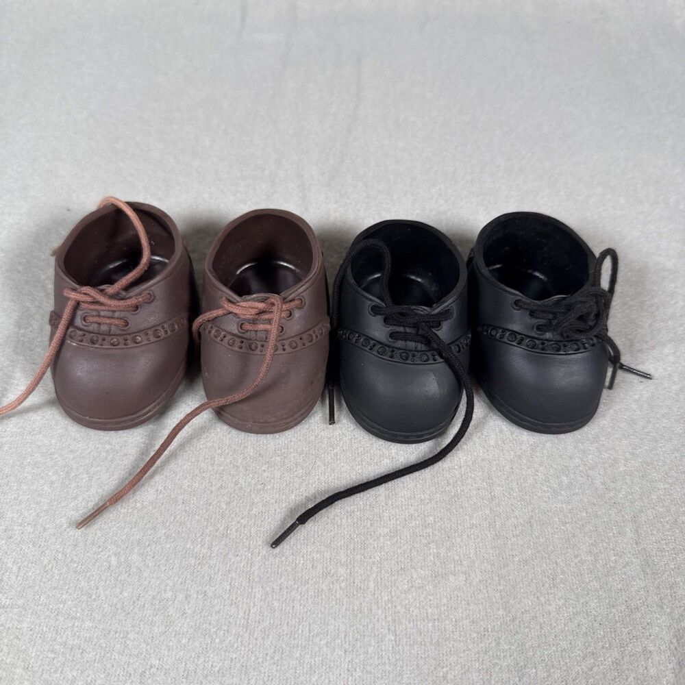 Cabbage Patch Kid Style Brown & Black Tie Shoes THT 1992 Tender Heart Treasures
